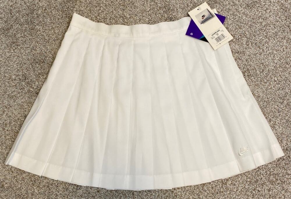 Vintage NWT White Nike Challenge Court Pleated Tennis Skirt Women Sz 12 USA Made